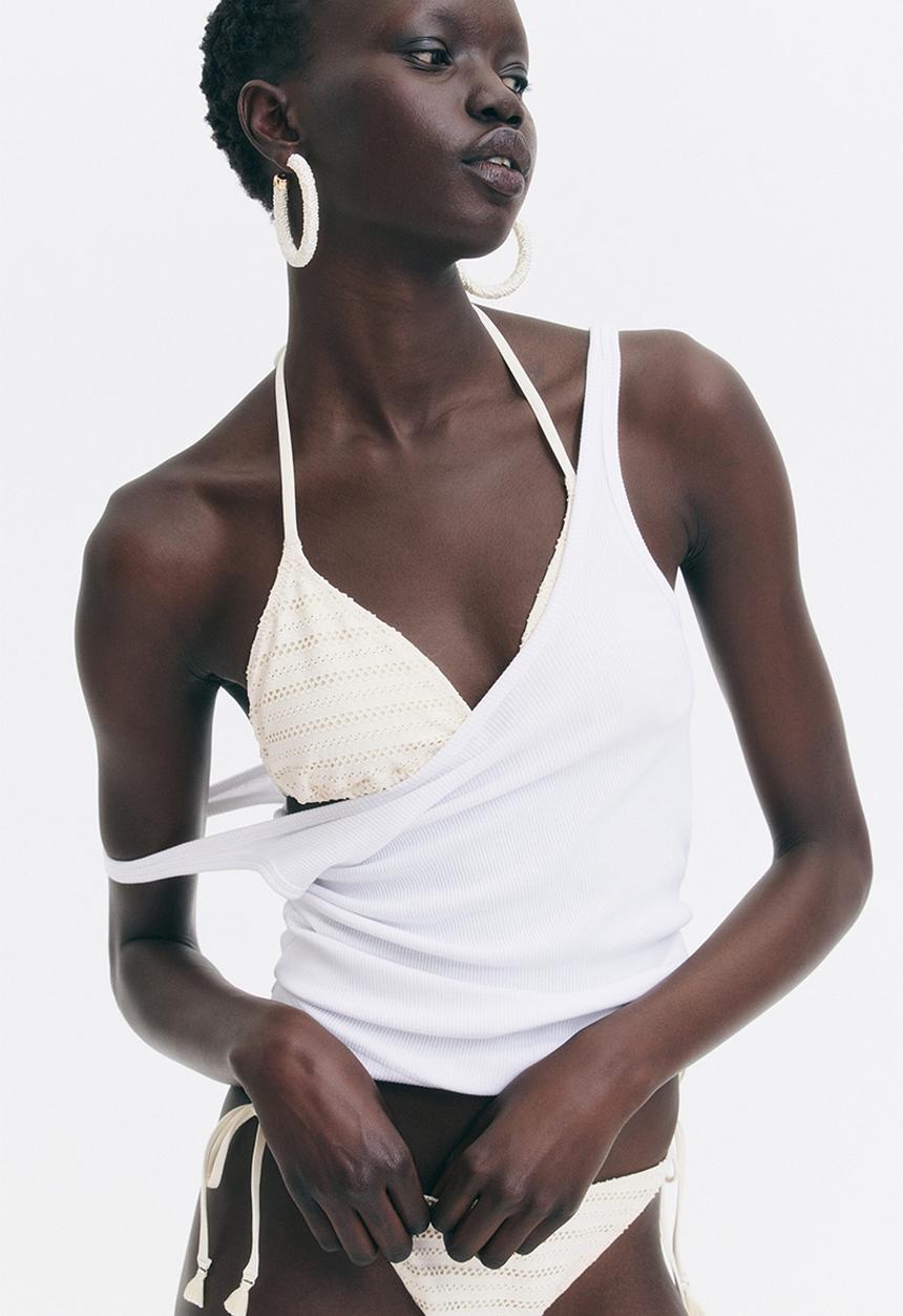 H&M - Padded triangle bikini top - cream