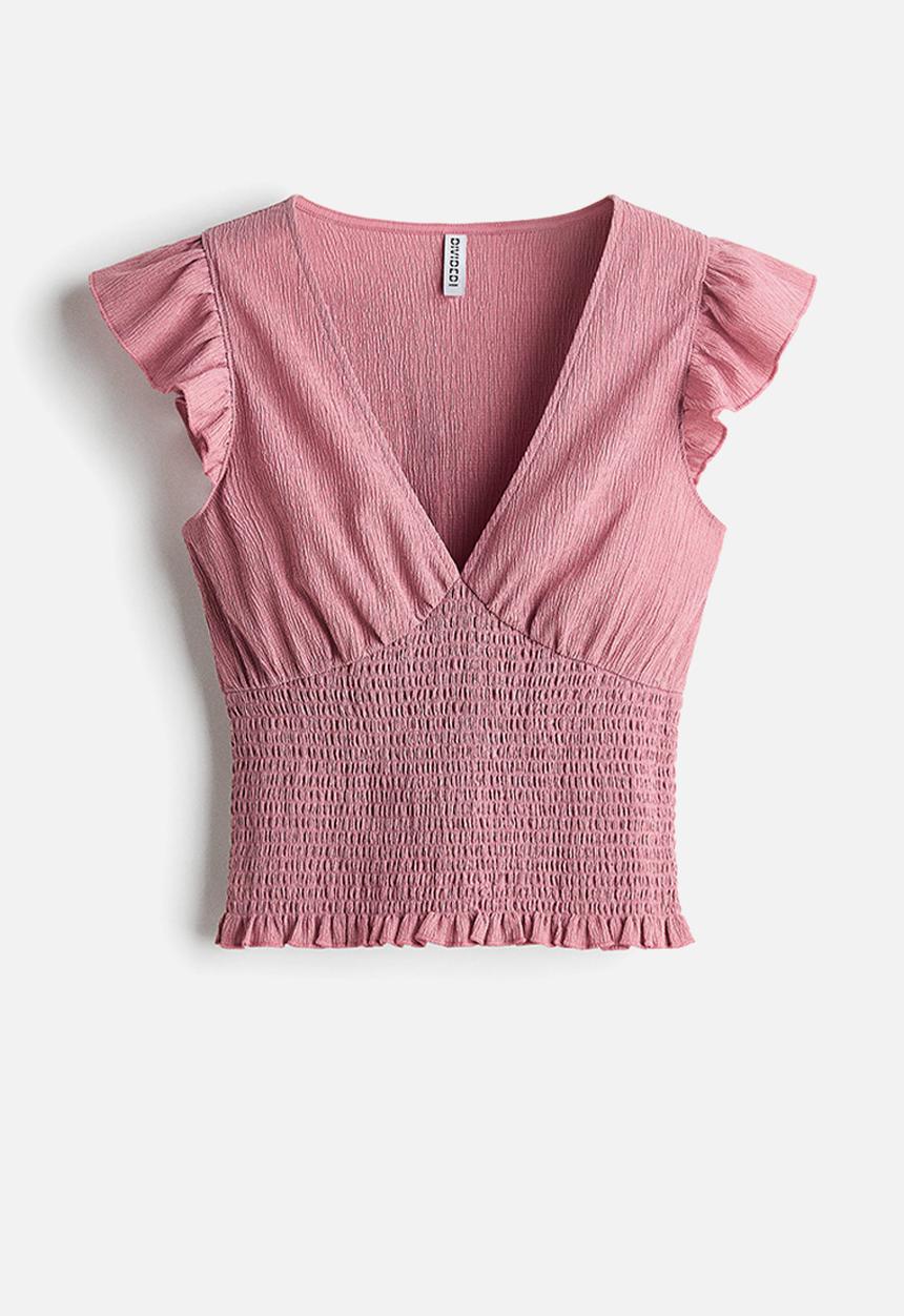 H&M - Textured jersey top - dusty pink