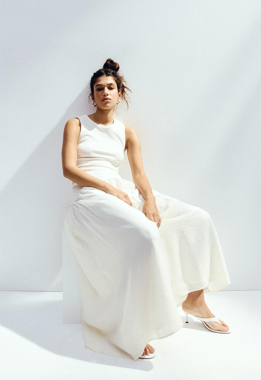 H&M - Flared-skirt dress - cream