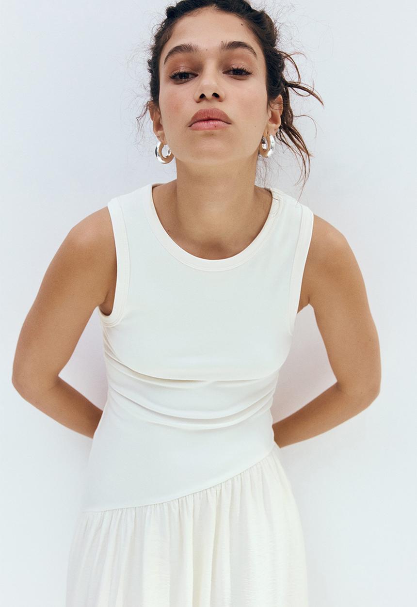 H&M - Flared-skirt dress - cream