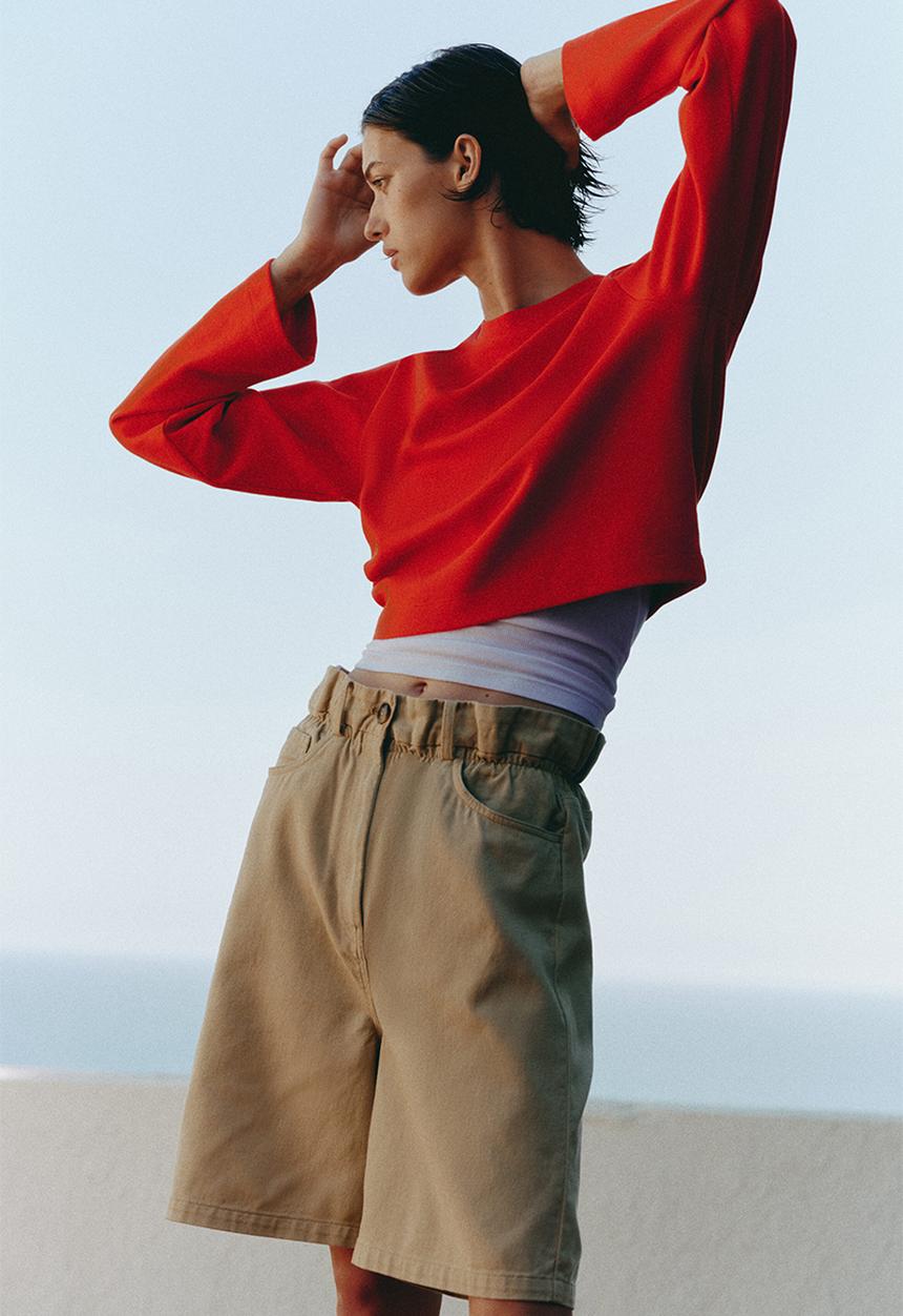 H&M - Paper bag bermuda shorts - beige