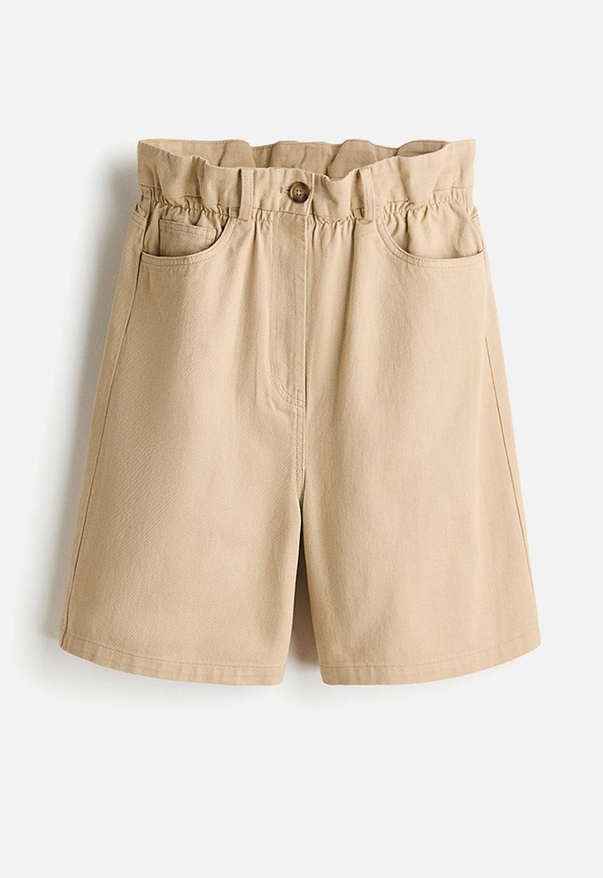 H&M - Paper bag bermuda shorts - beige