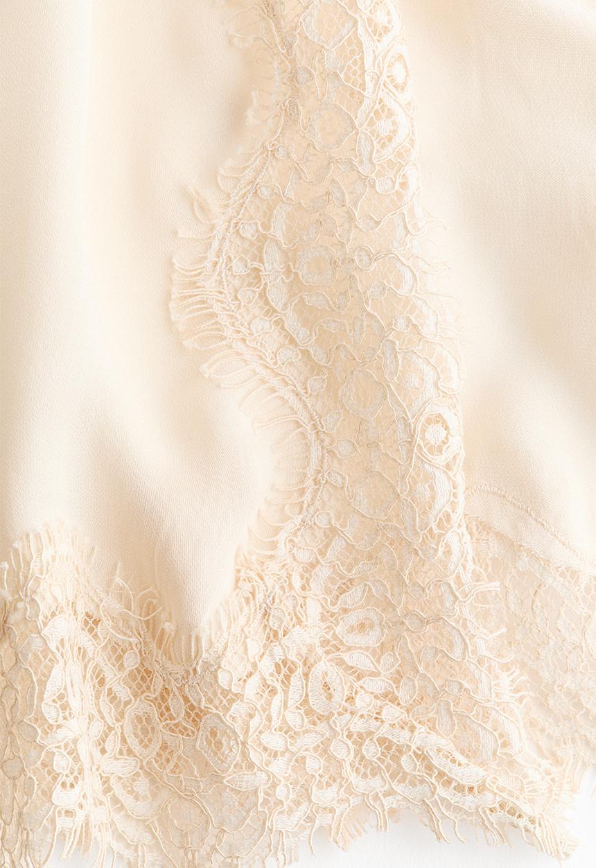 H&M - Lace-trimmed strappy top - cream