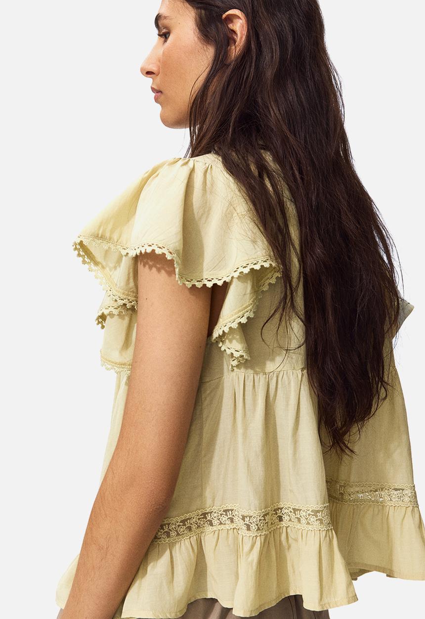 H&M - Lace-inset blouse - yellow