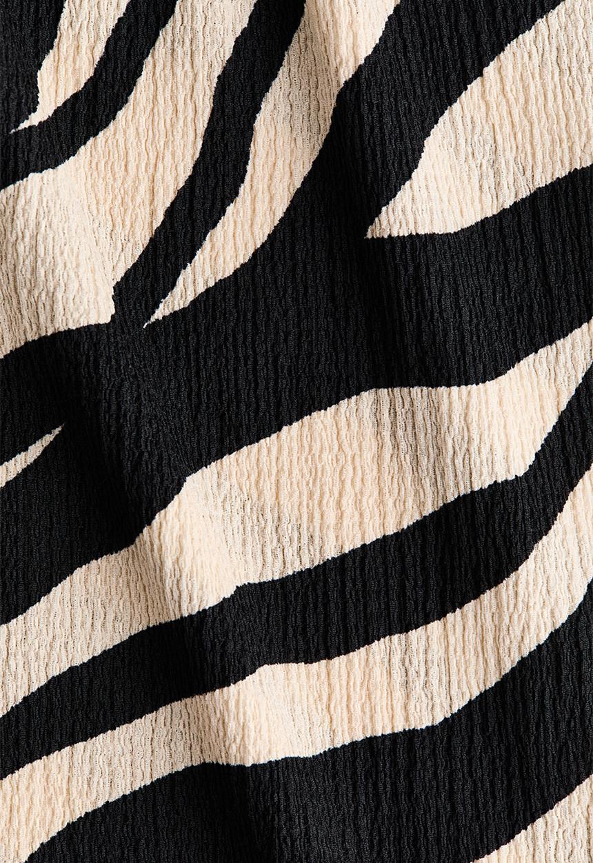 H&M - Wide pull-on trousers - black/zebra print