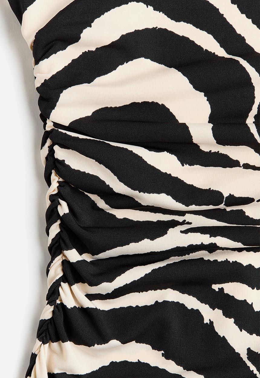 H&M - Cap-sleeved dress - cream/zebra print