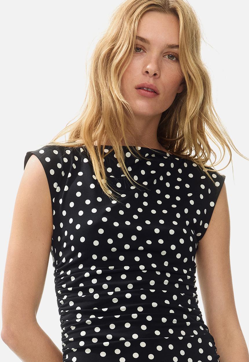 H&M - Cap-sleeved dress - black/spotted