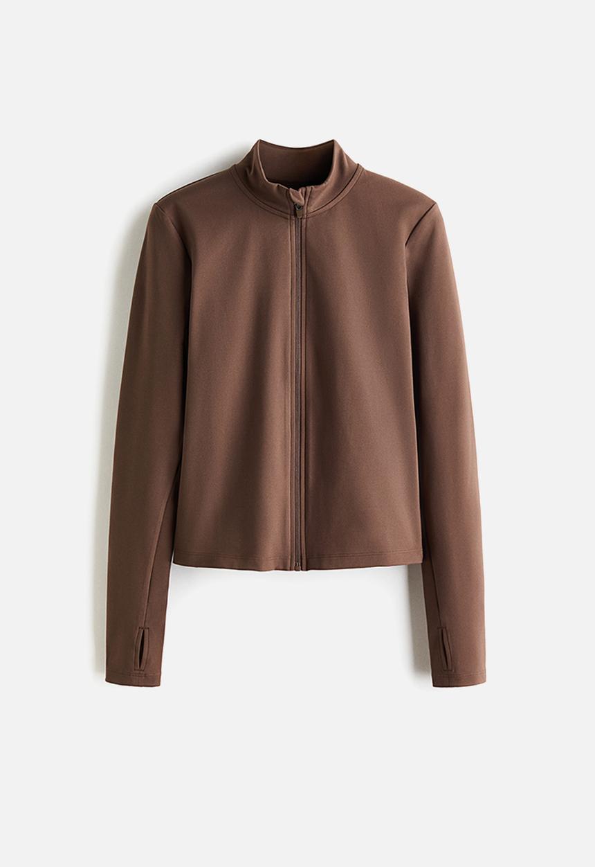 H&M - Zip-through sports jacket with softmove - mocha