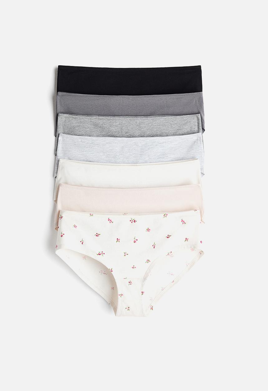 H&M - 7-pack hipster briefs - grey marl/light beige floral