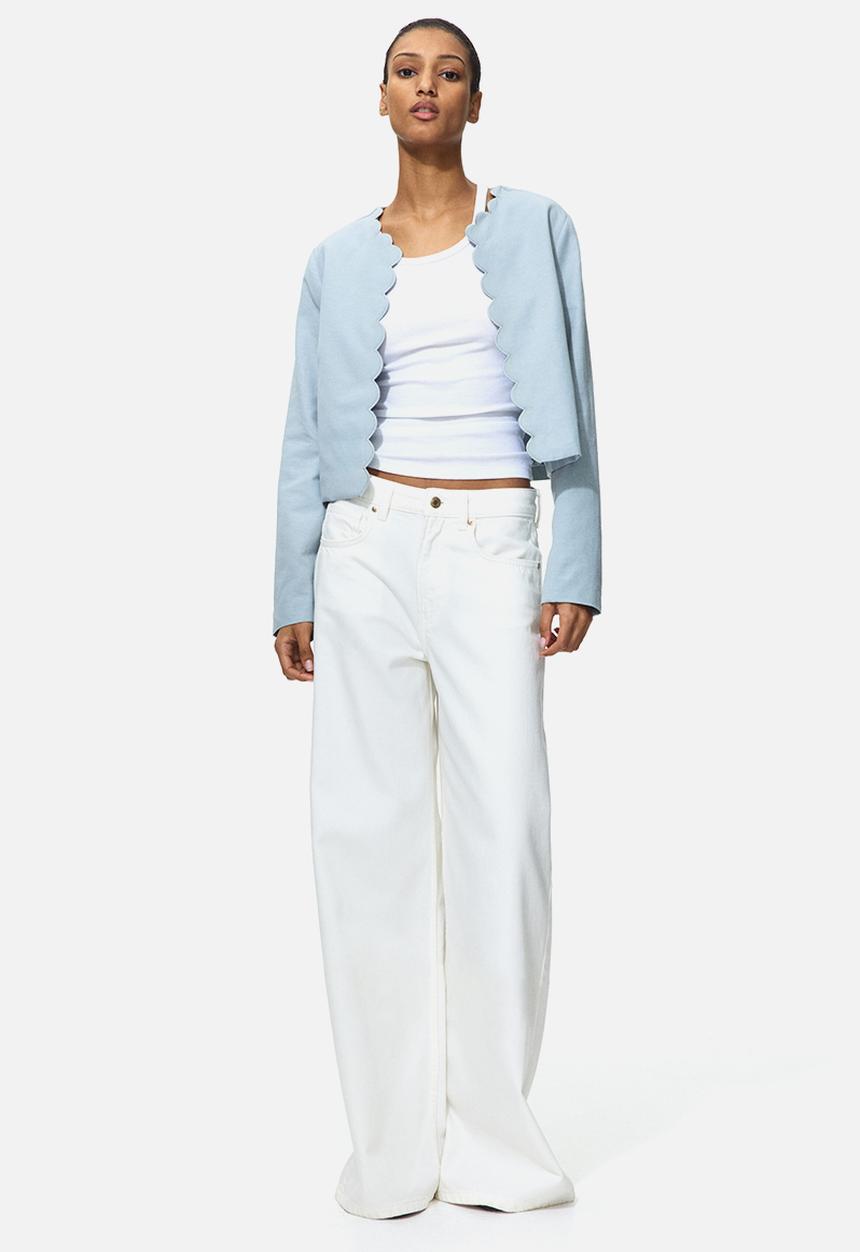 H&M - Scalloped-edge jacket - light dusty turquoise