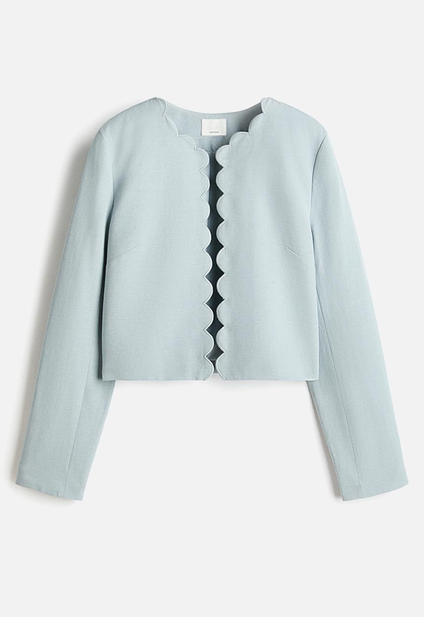 H&M - Scalloped-edge jacket - light dusty turquoise