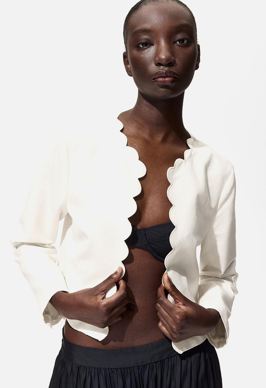H&M - Scalloped-edge jacket - cream