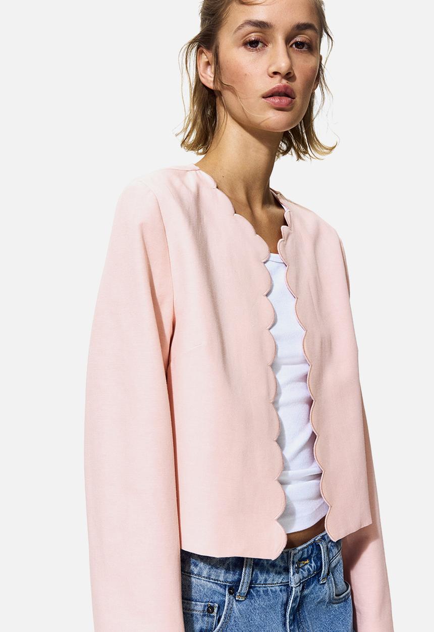 H&M - Scalloped-edge jacket - light pink