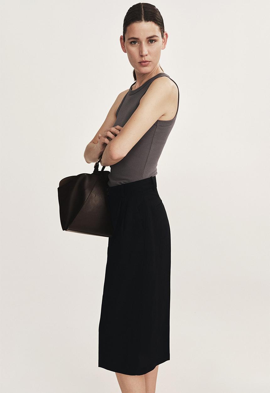 H&M - Wide linen-blend culottes - black