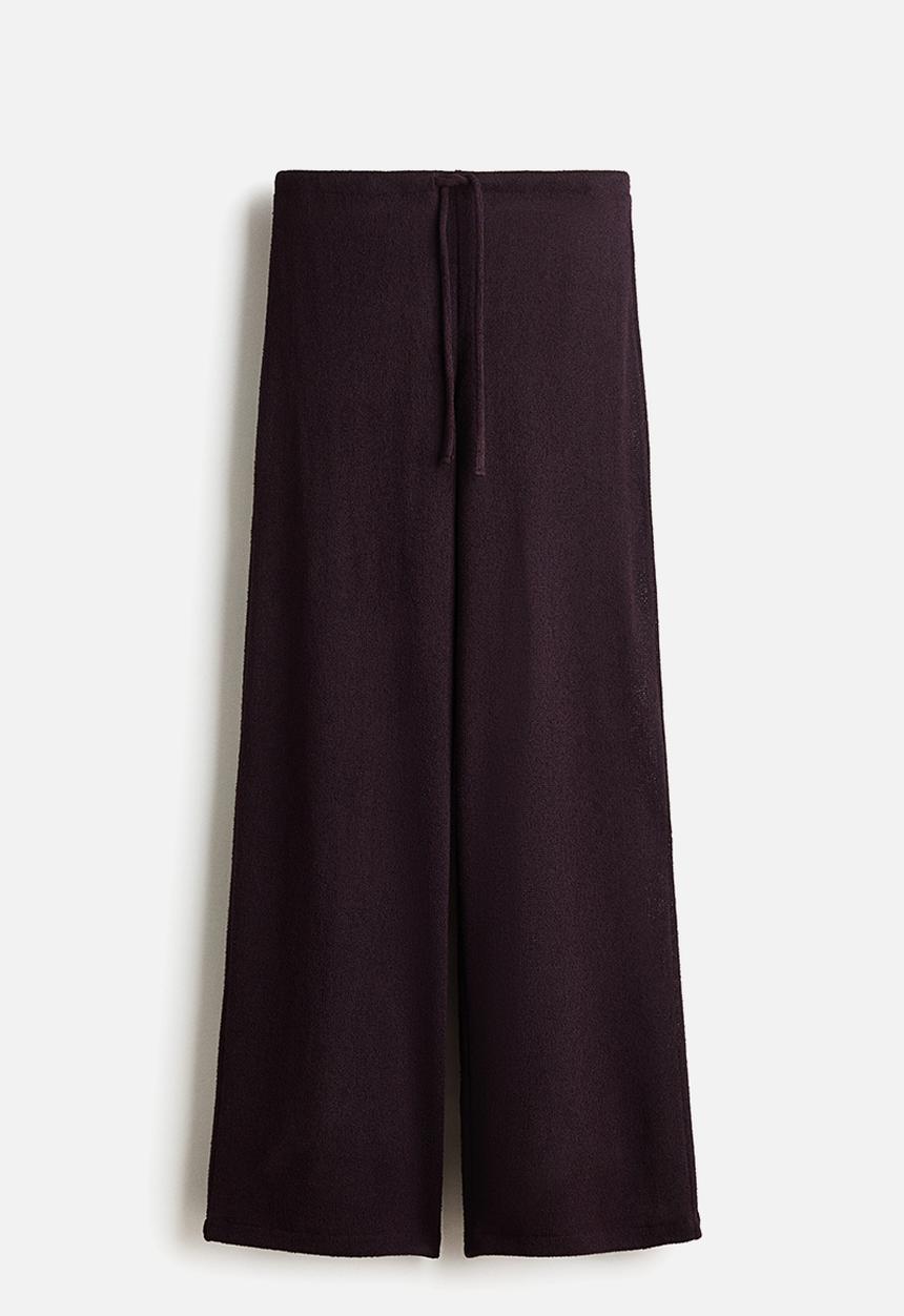 H&M - Knitted drawstring trousers - dark purple
