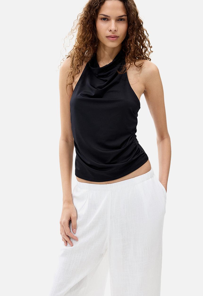 H&M - Wide linen-blend trousers - white