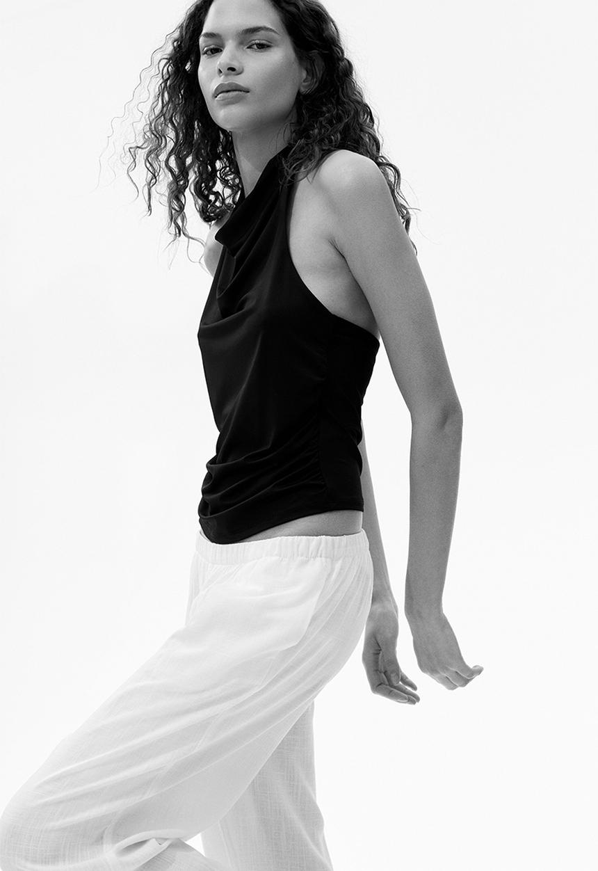 H&M - Wide linen-blend trousers - white