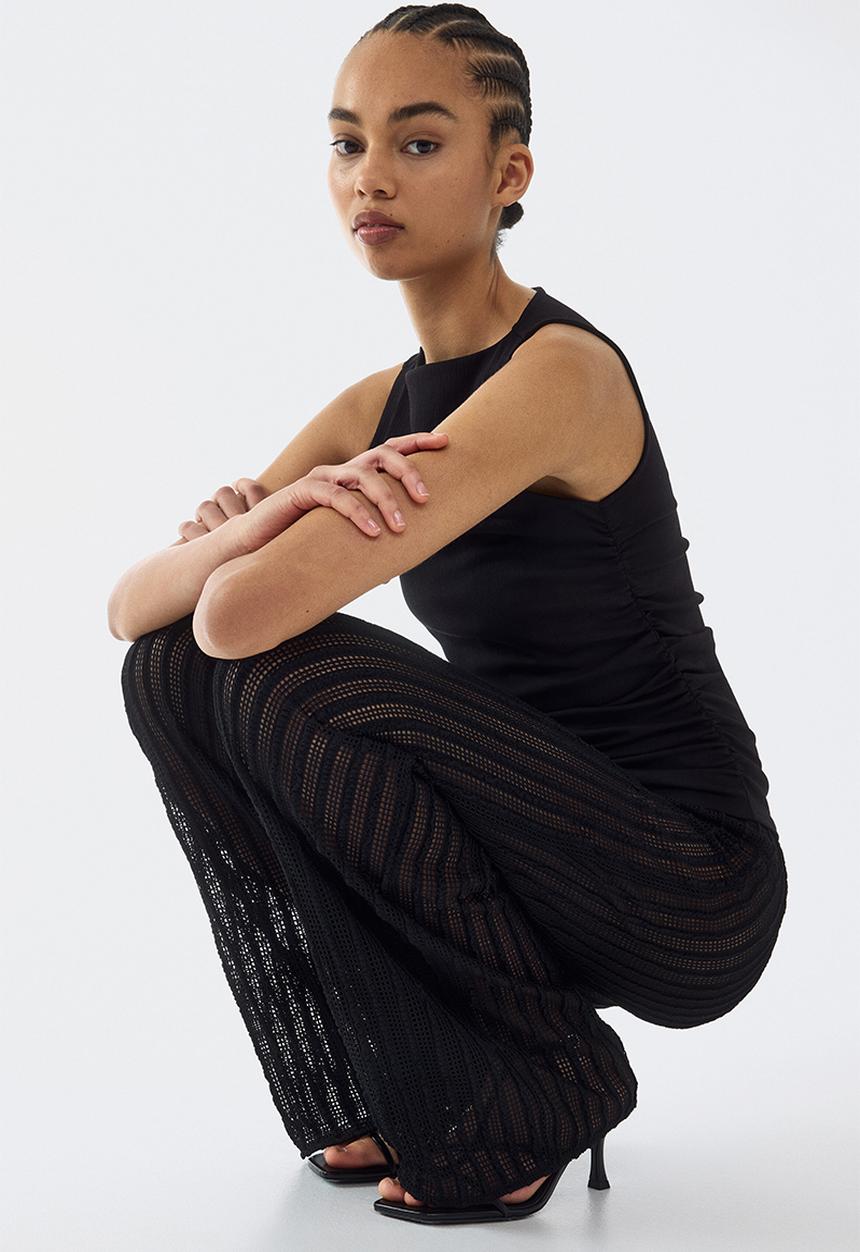 H&M - Textured net trousers - black