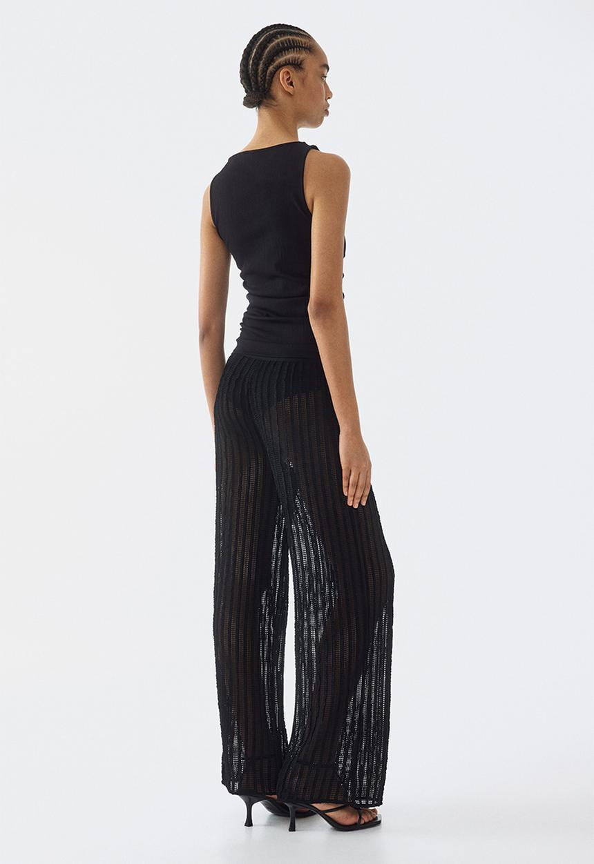 H&M - Textured net trousers - black