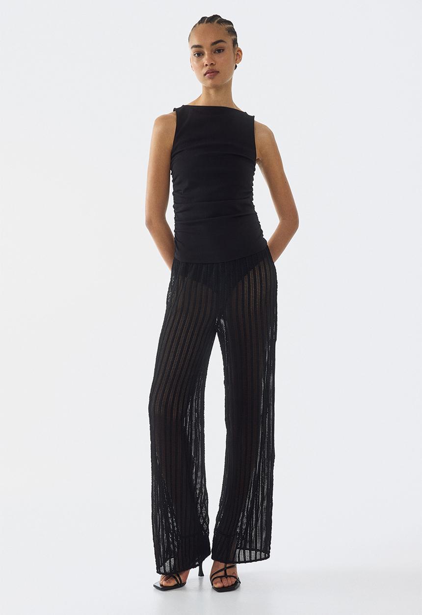 H&M - Textured net trousers - black