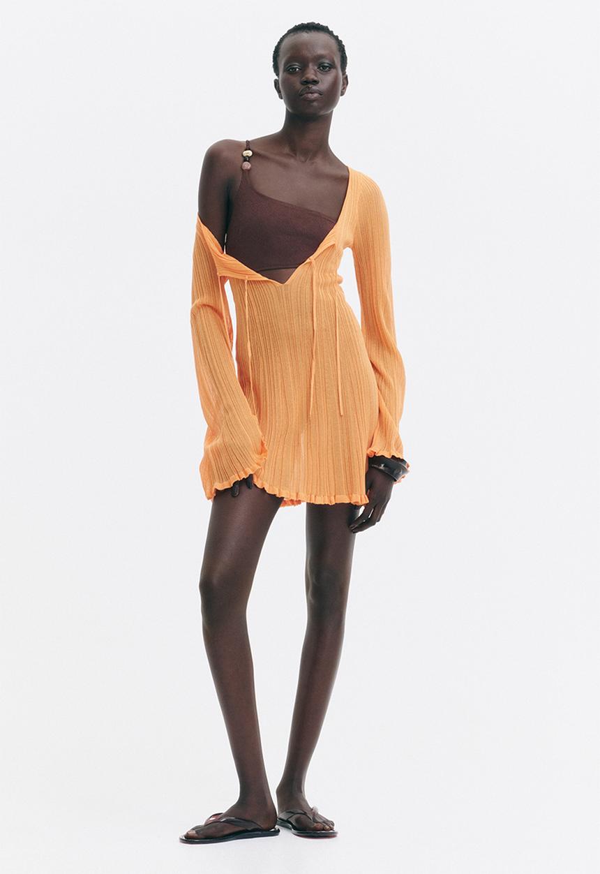 H&M - Padded-cup high leg swimsuit - dark brown