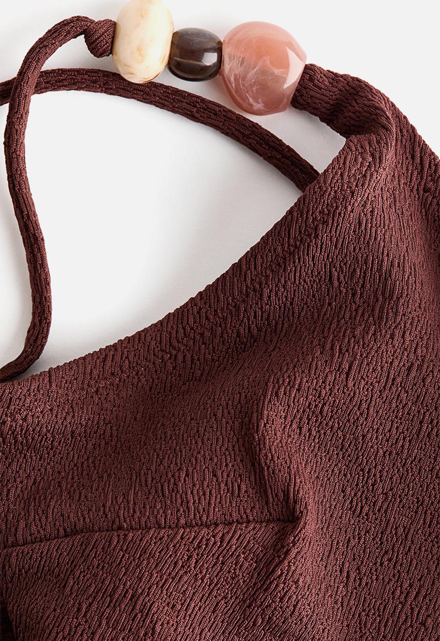 H&M - Padded-cup high leg swimsuit - dark brown