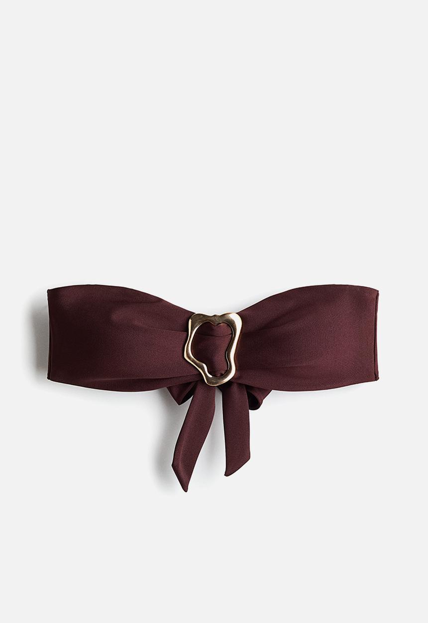 H&M - Padded-cup bandeau bikini top - dark brown