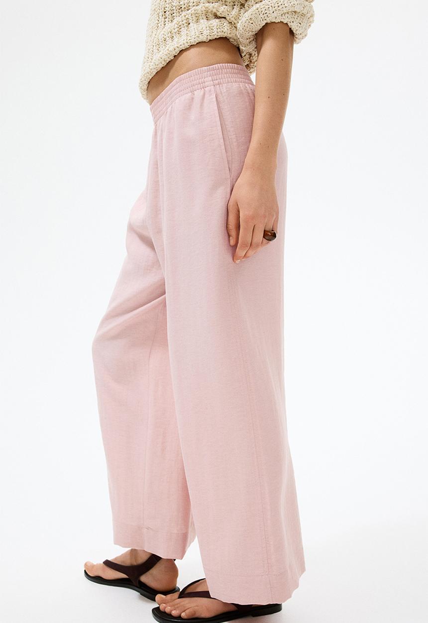 H&M - Linen-blend ankle-length trousers - light pink