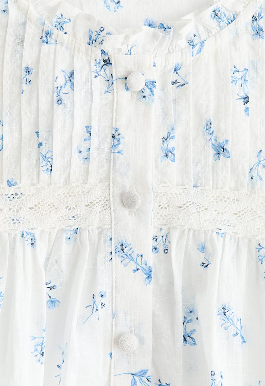 H&M - Pintucked cotton blouse - white/floral