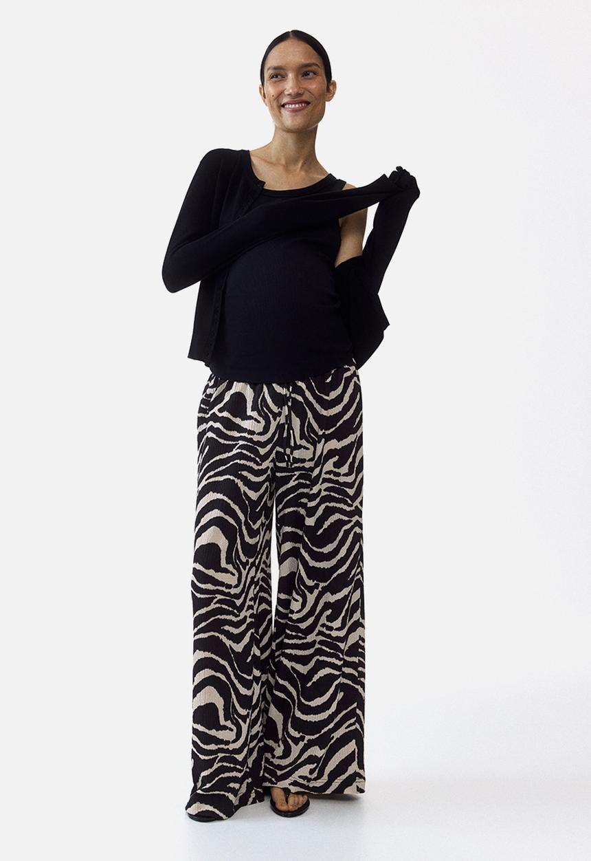 H&M - Mama before & after drawstring trousers - black/zebra print