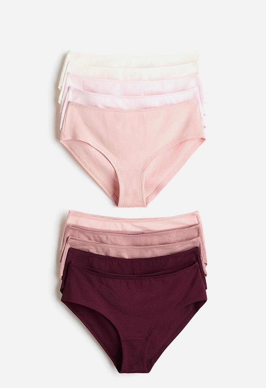 H&M - 10-pack hipster briefs - burgundy/dusty pink