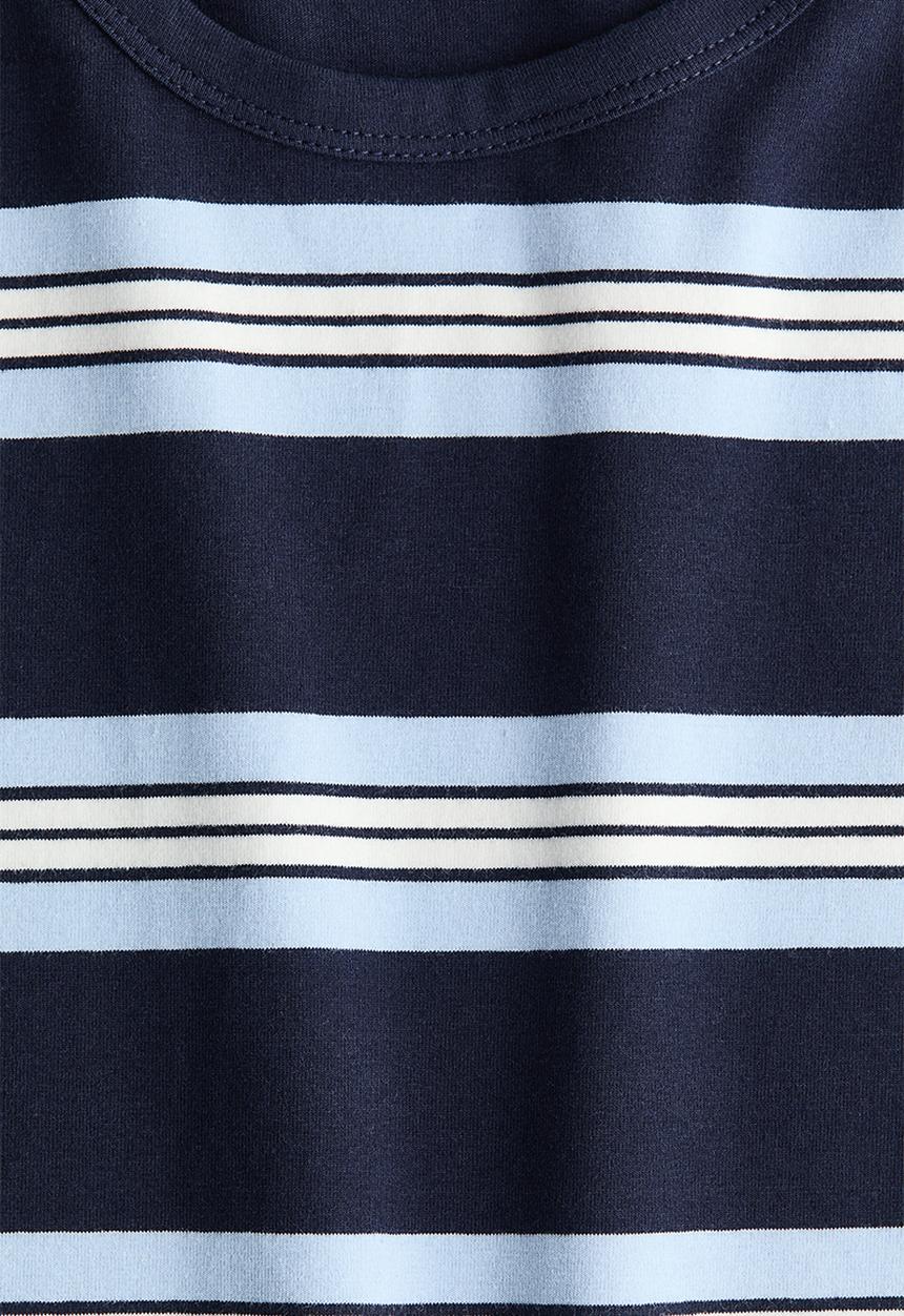 H&M - Fitted cotton t-shirt - navy blue/striped