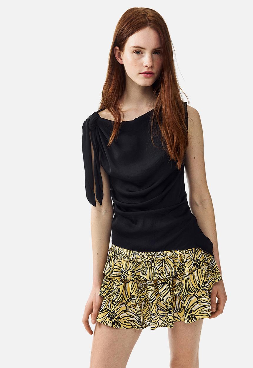 H&M - Tiered viscose mini skort - beige/black