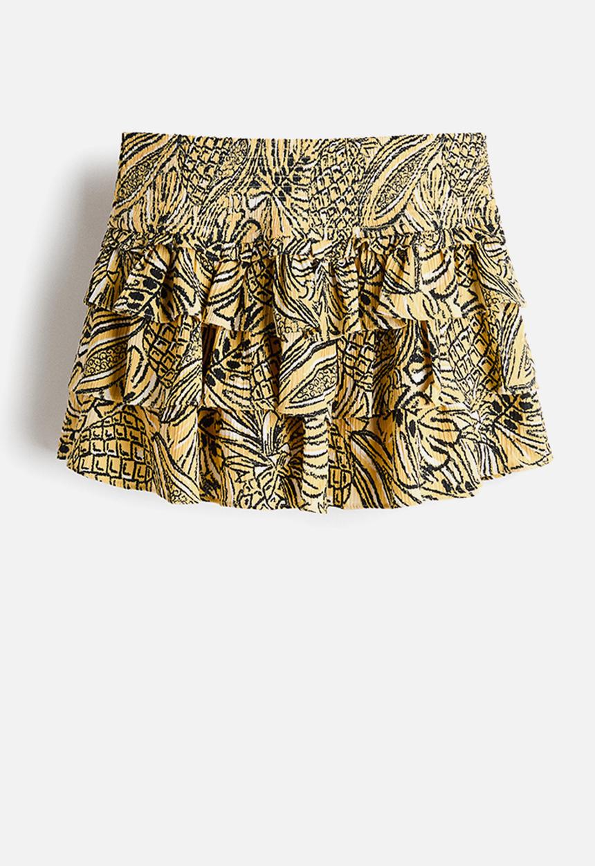 H&M - Tiered viscose mini skort - beige/black