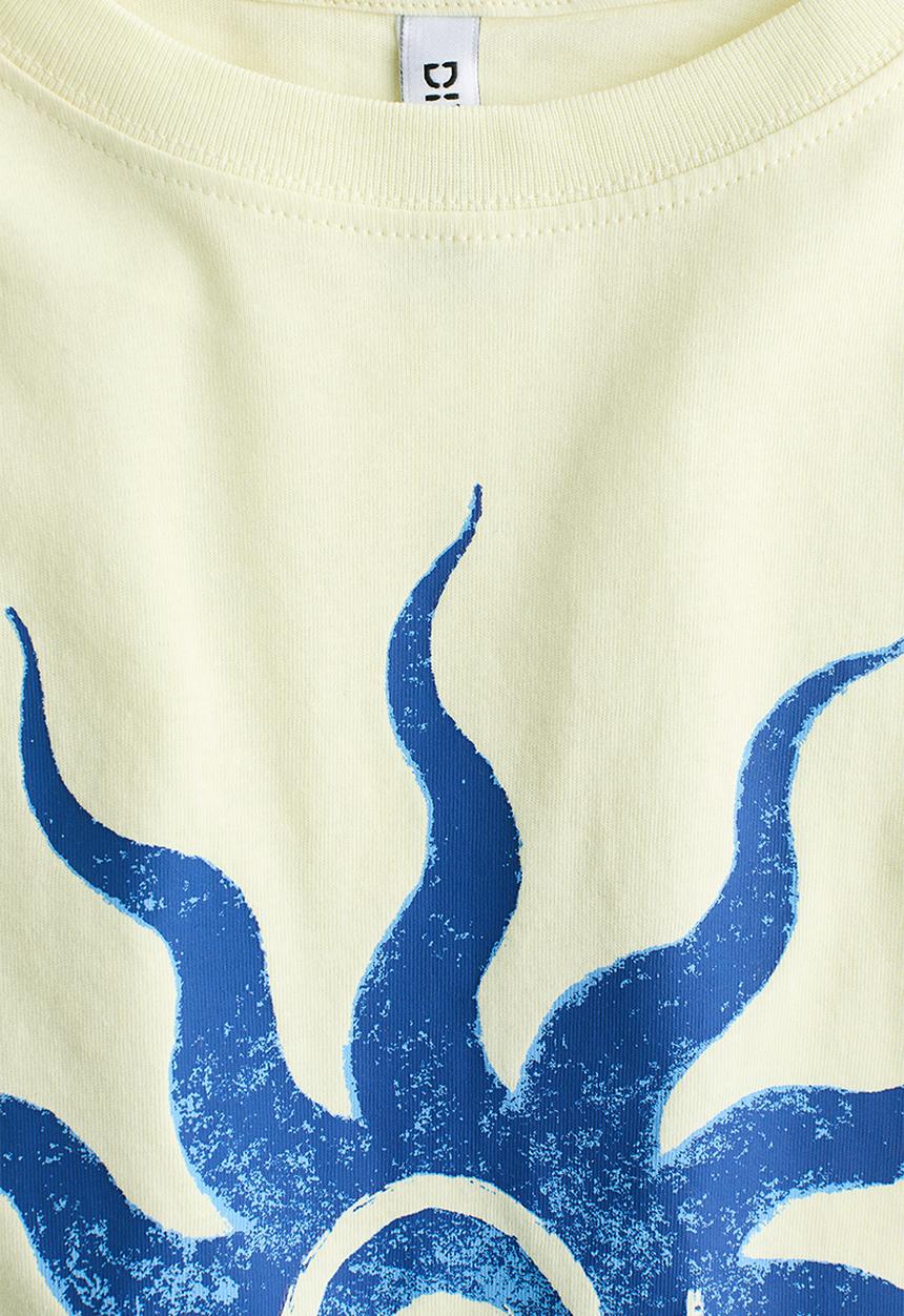 H&M - Oversized print-motif t-shirt - light yellow/sun