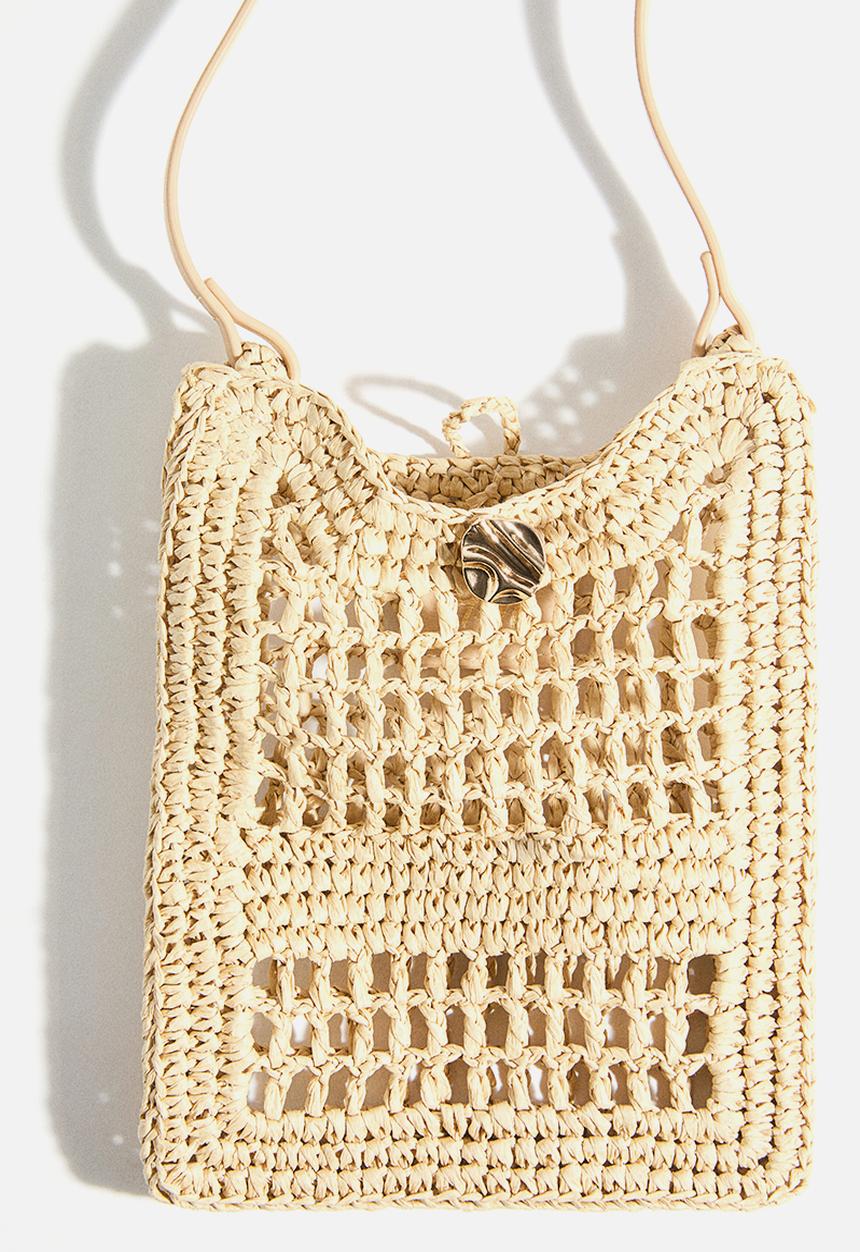 H&M - Straw phone bag - beige