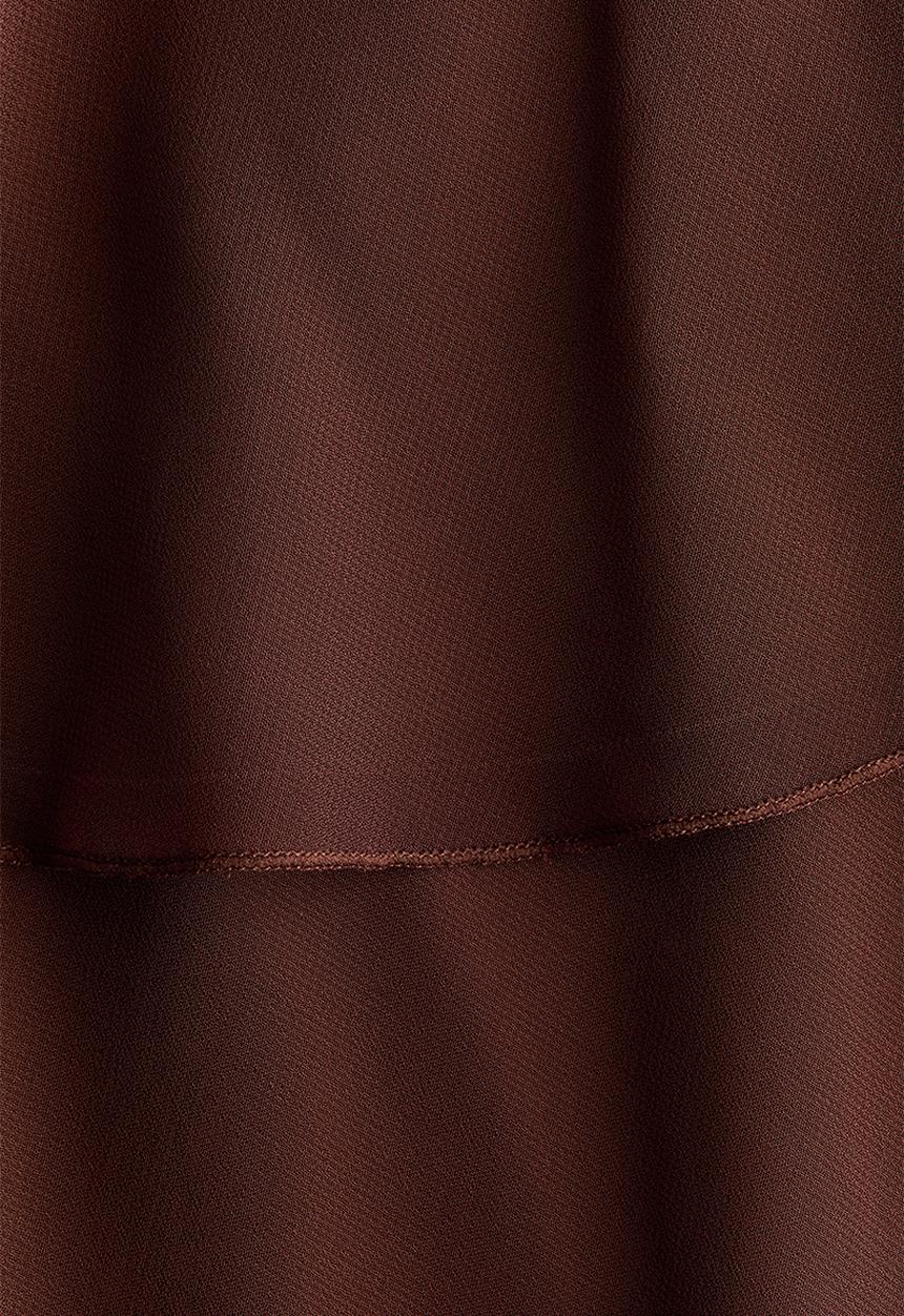 H&M - Asymmetric chiffon dress - dark brown