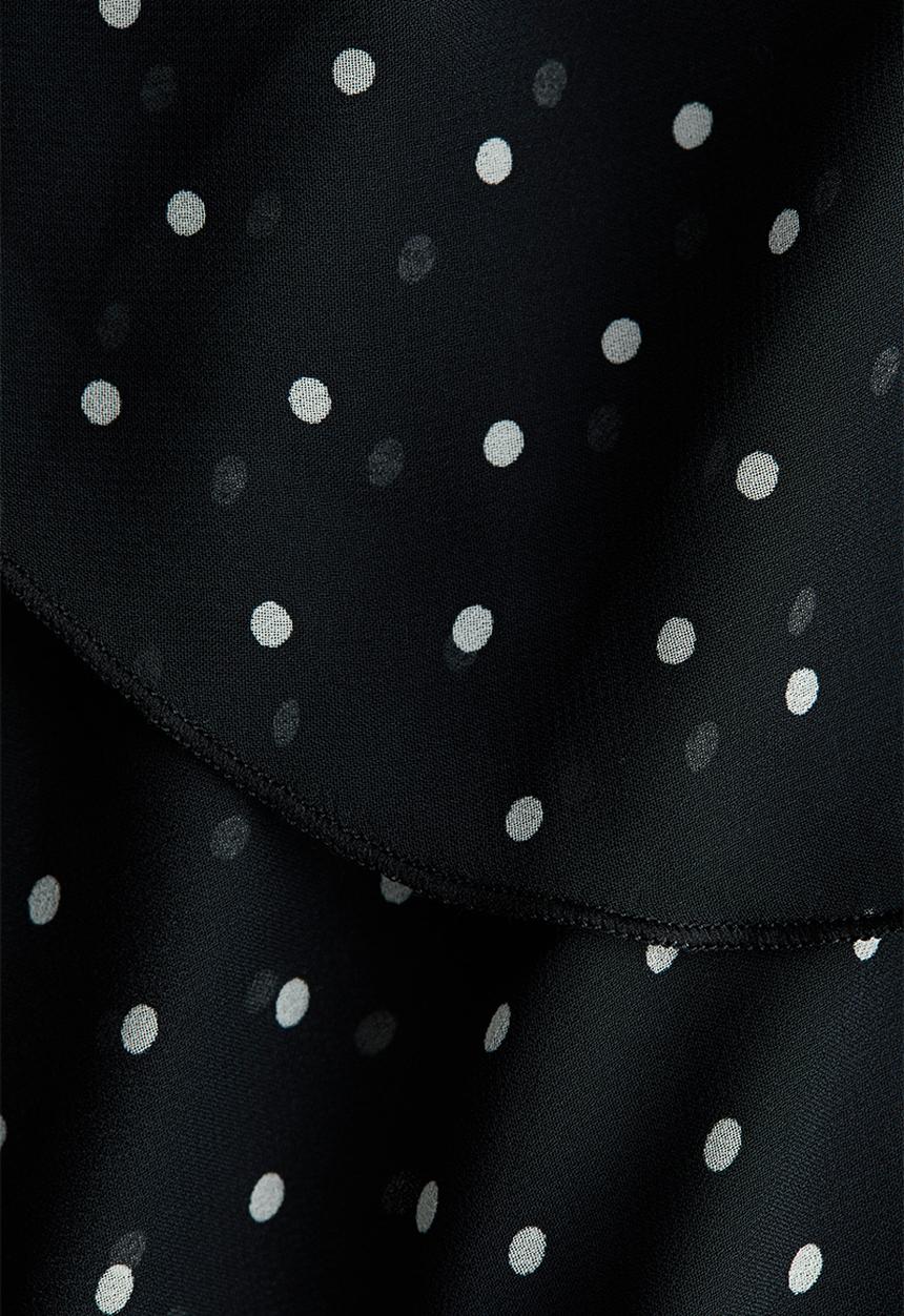 H&M - Asymmetric chiffon dress - black/spotted