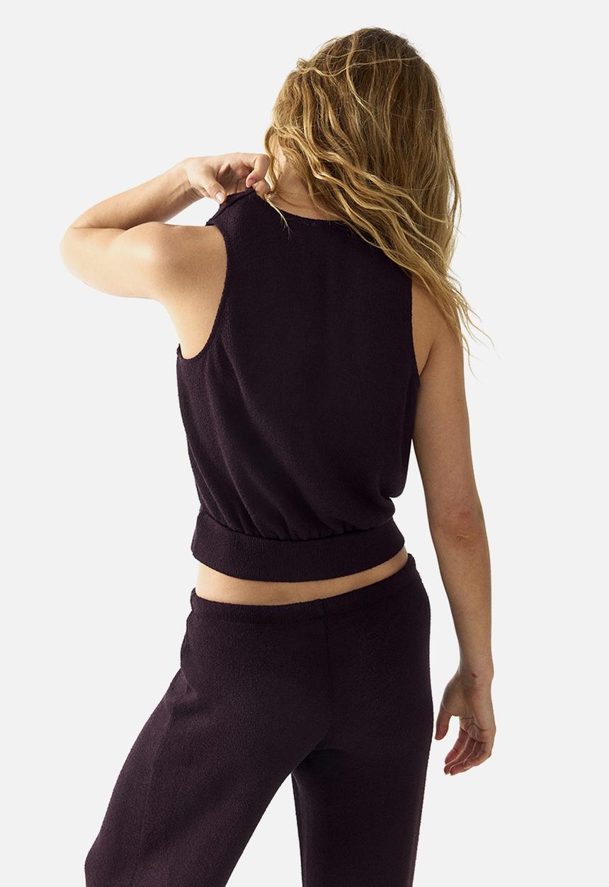 H&M - Knitted wrap top - dark purple