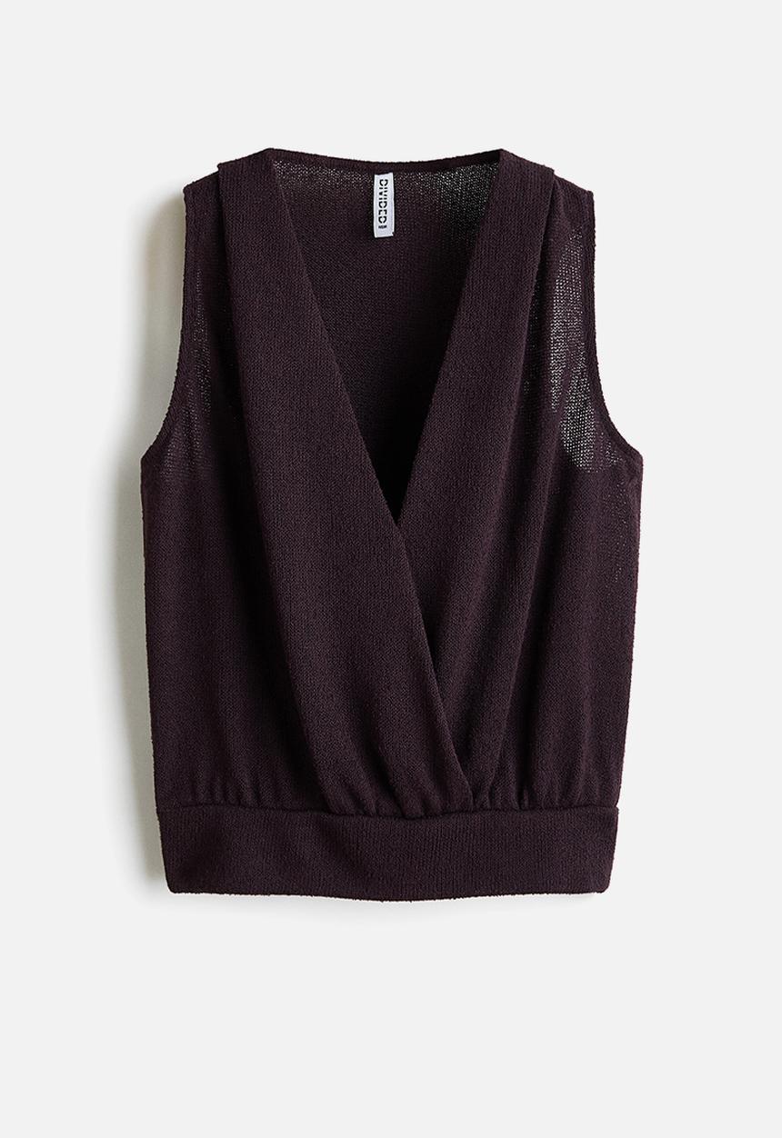 H&M - Knitted wrap top - dark purple