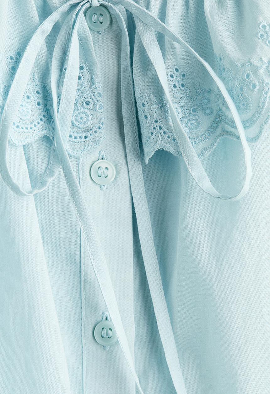 H&M - Broderie anglaise cotton blouse - light turquoise
