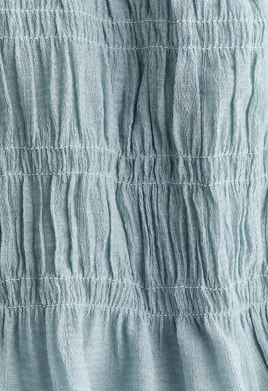 H&M - Smocked peplum top - light dusty turquoise