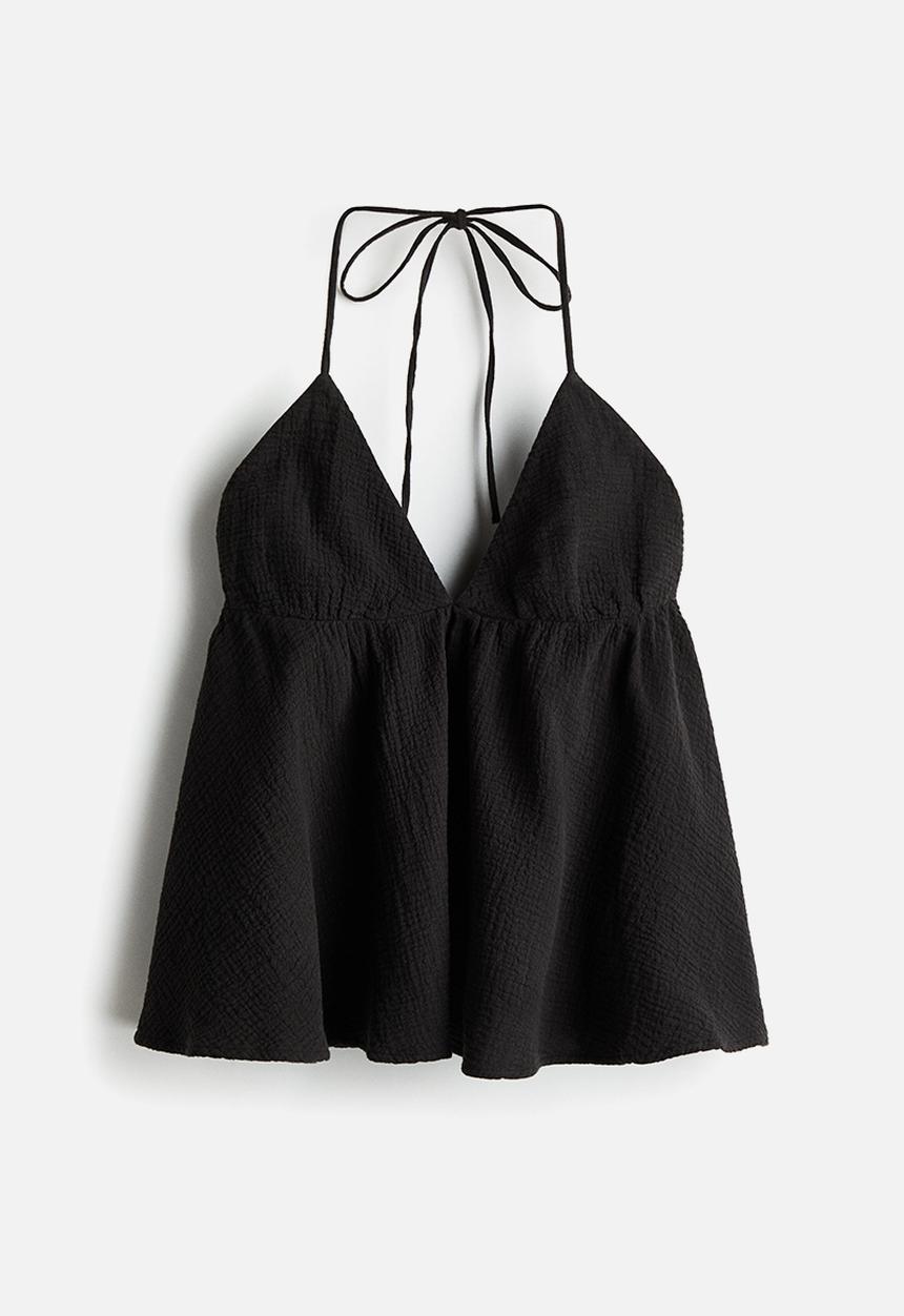 H&M - Cotton halterneck top - dark grey