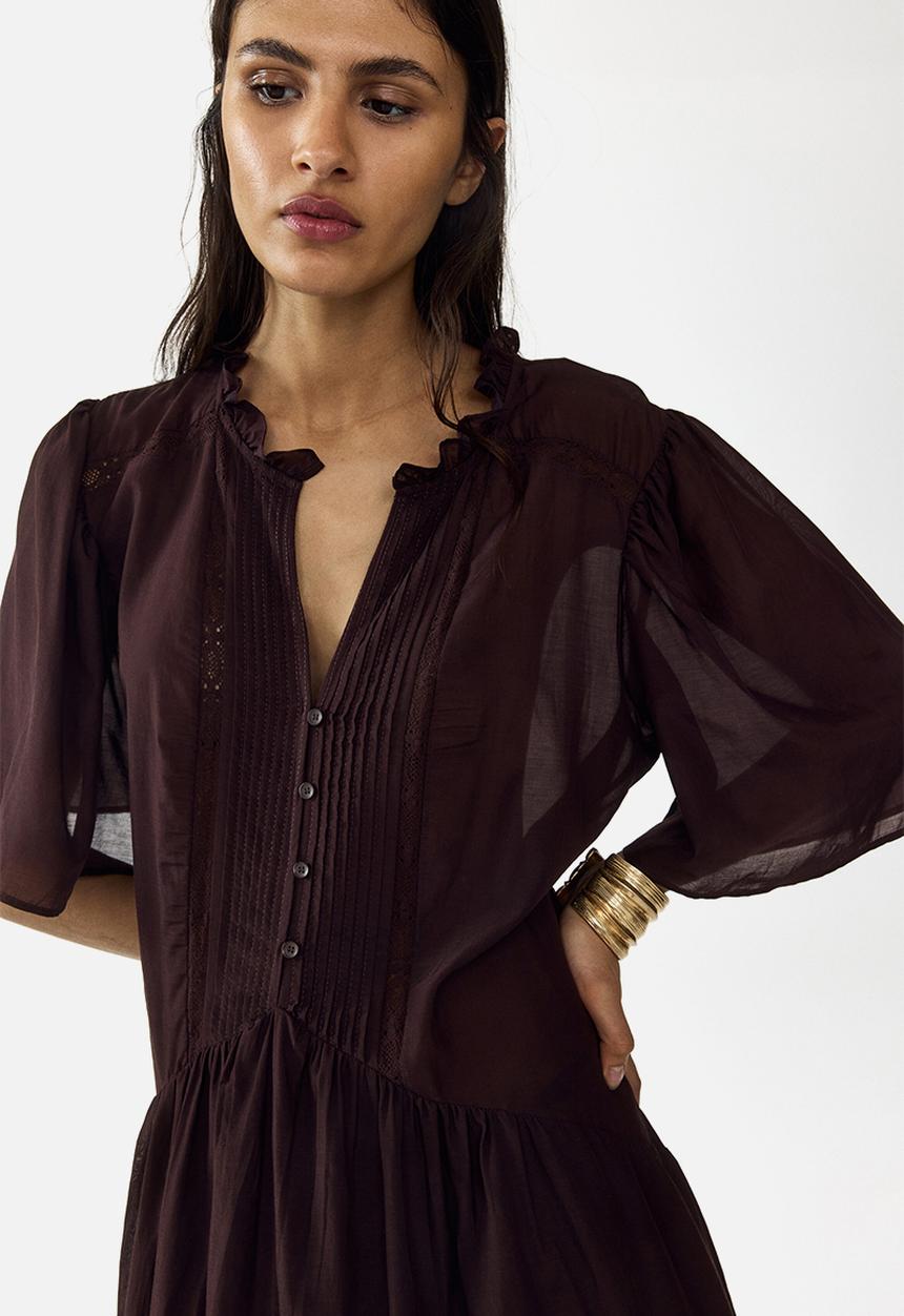 H&M - Viscose-blend tunic dress - dark brown