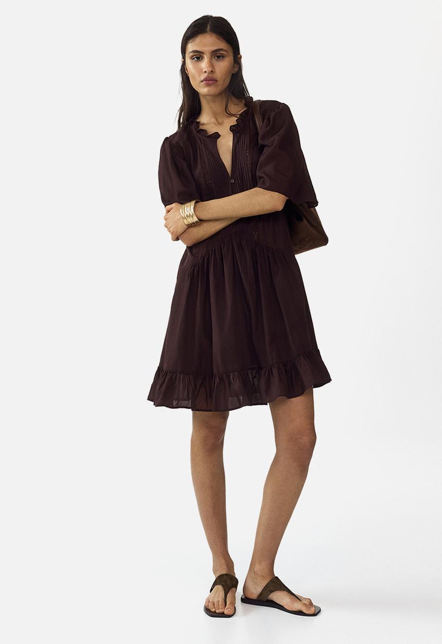 H&M - Viscose-blend tunic dress - dark brown