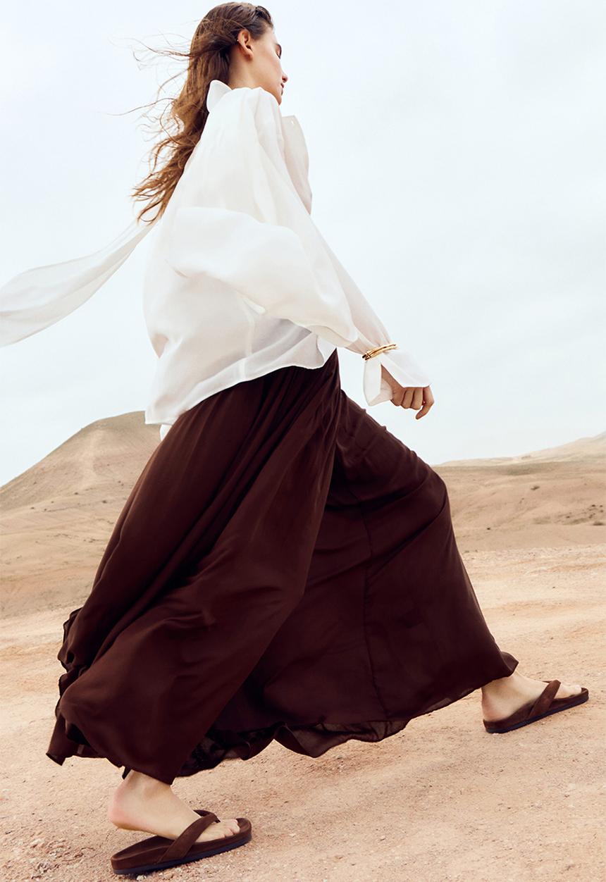 H&M - Gathered modal skirt - brown