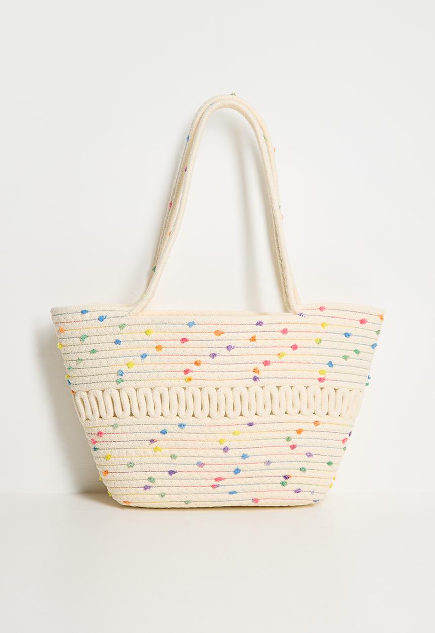 Pop Candy - Confetti rope tote bag - cream