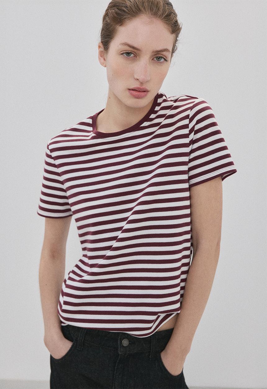 MANGO - T-shirt riti - Maroon