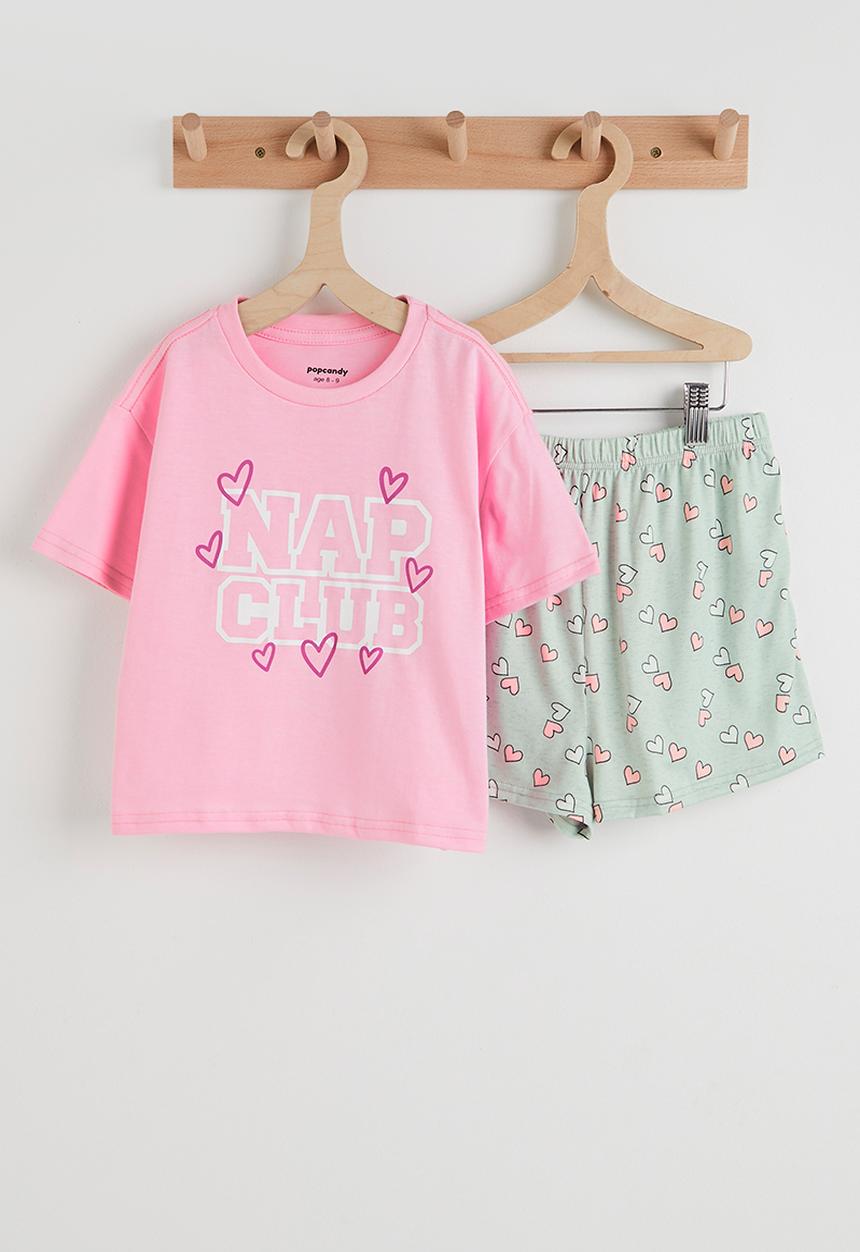 Pop Candy - Pj set - pink/grey/heart aop