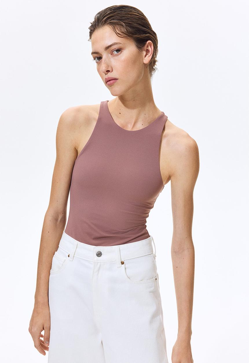 H&M - Sleeveless thong body - dark dusty pink